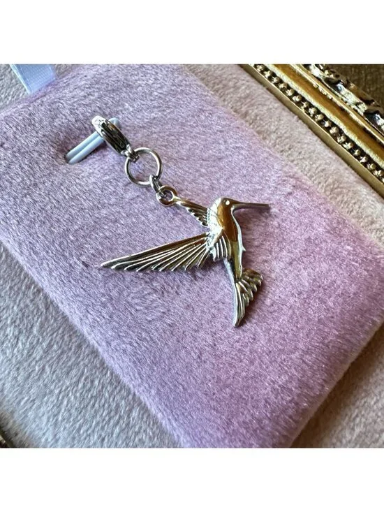 Hummingbird Charm Pendant With Lobster Clasp - Stainless Steel Waterproof - Picture 10 of 16